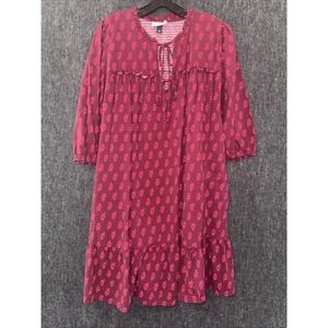 Universal Thread Red Pink Mini Dress 2XL Cottage Feminine Boho Romantic Flowy